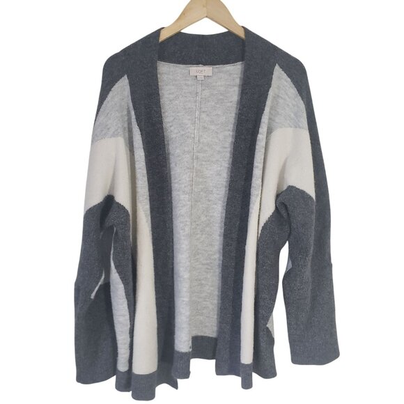 Loft Womens Geometric Open Front Cardigan Sweater XL Cozy Layering Lagenlook - Picture 1 of 7